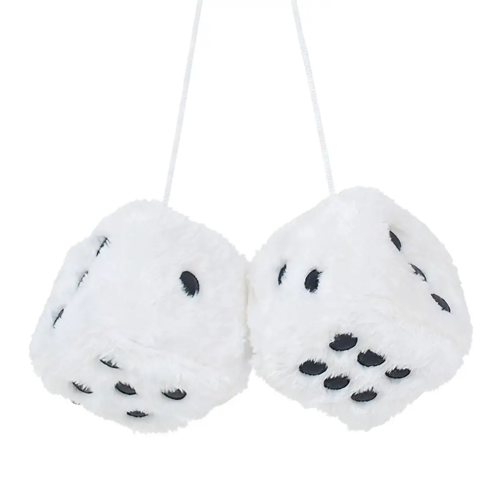 6cm Long Plush Dice Multicolor Design Hot Stamping Car Hanging Ornament Fuzzy Plush Velvet Material Dice Pendant Car Styling