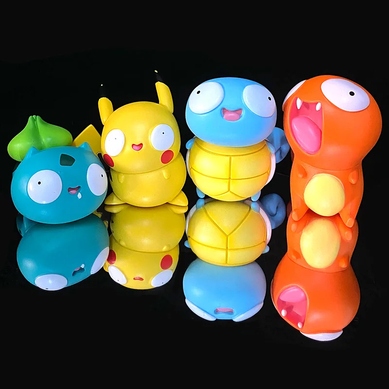 Pokemon Pikachu Bulbasaur Squirtle Charmander Four Silly GK Big Eyes Cute Model Handmade Car Decoration Gift Toy