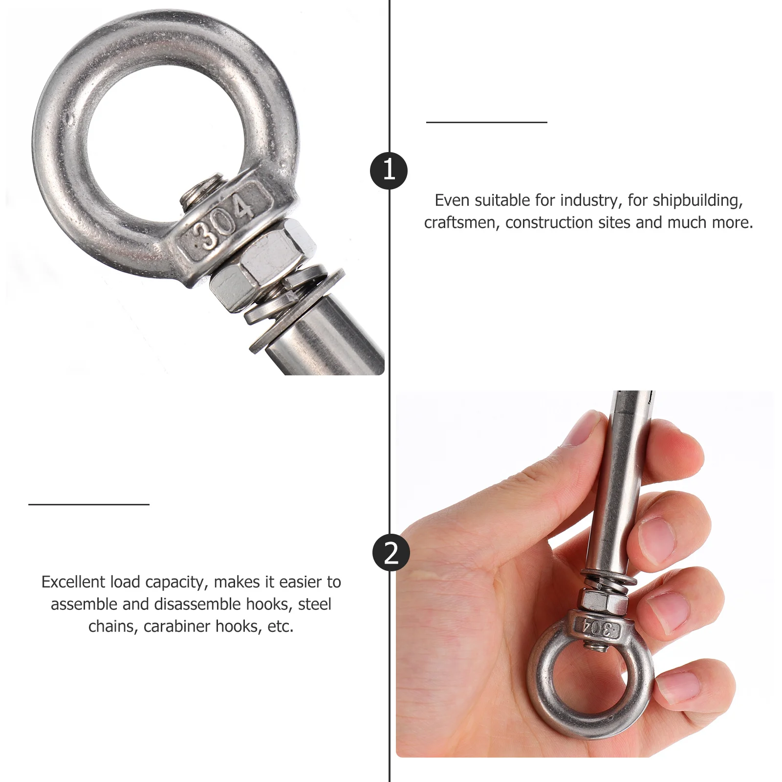 

5 pcs Stainless Steel Eye Nut 90Mm Durable Rustproof Ring Bolt For Hanging Plant Supports Lanterns Flower Pots Lifting Hardware