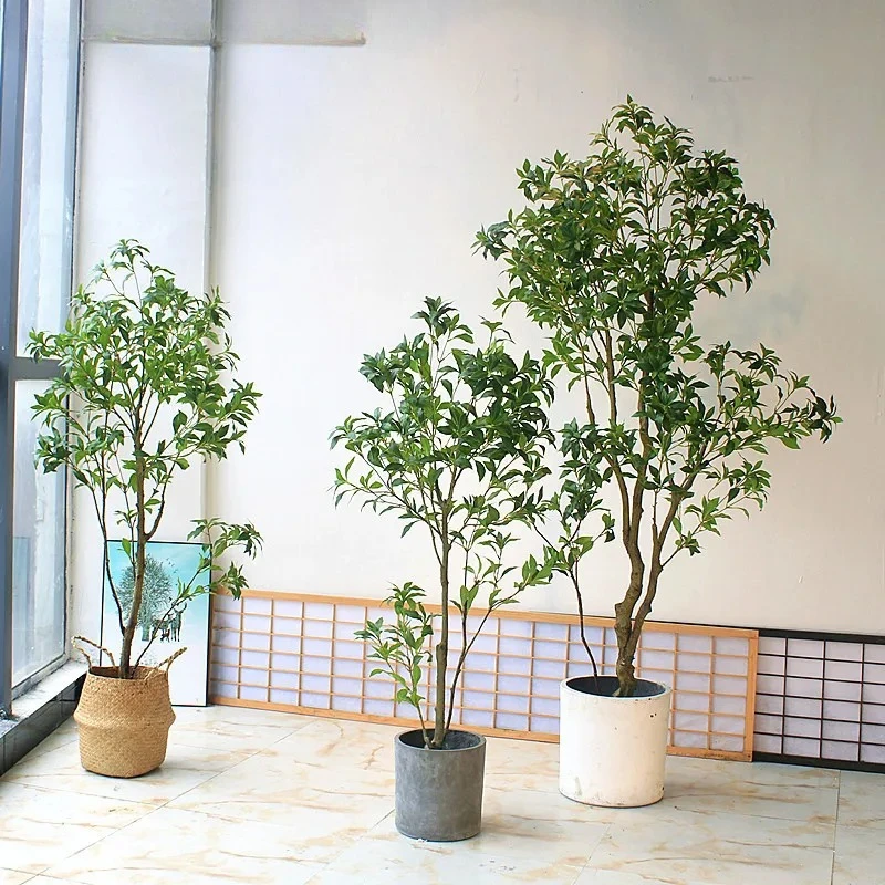 

Simulation horse drunk wood Chinese-Japanese clothing hotel living room window floor-to-ceiling flower landscaping green plants