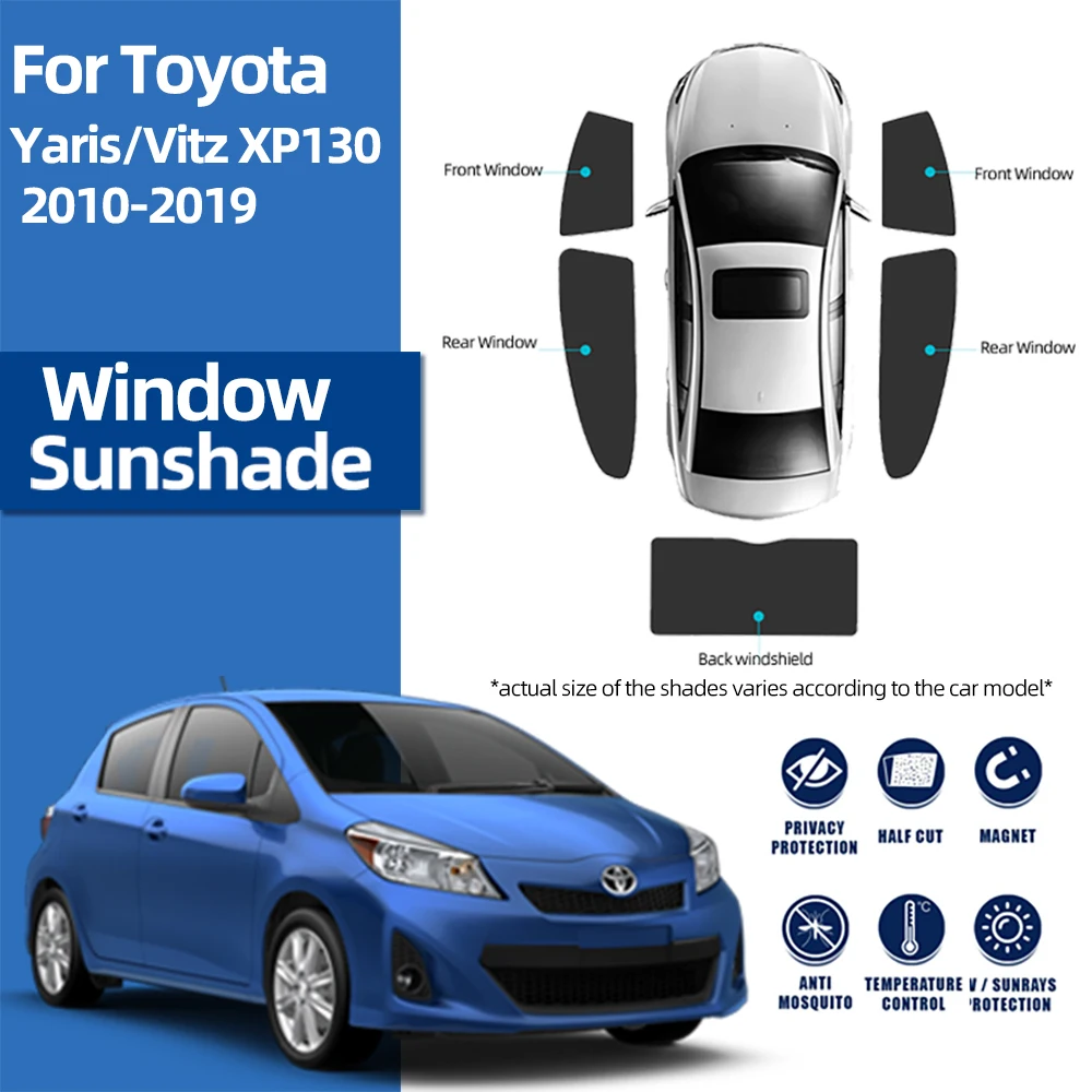 

For Toyota YARIS VITZ XP130 2010-2019 Car Magnetic Sunshade Front Windshield Curtain Rear Side Window Mesh Sun Shade Visor