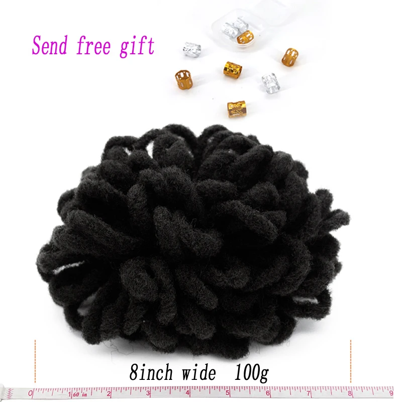 Afro Puff Drawstring Ponytail Hair Bun Synthetic Dreadlock Faux Locs Clip in on Chignon Scrunchies Hairpiece for Women Girls