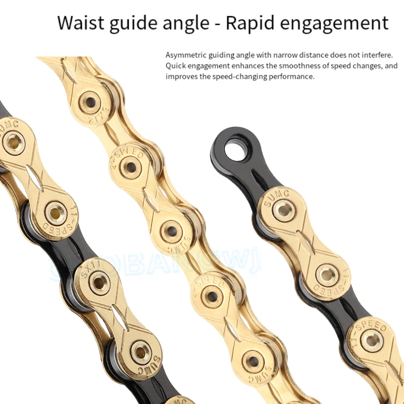 11Speed 12Speed MTB Road Bike Chain, Rainbow Fully Hollow Diamond Chain, Ultra Lightweight Race Specific