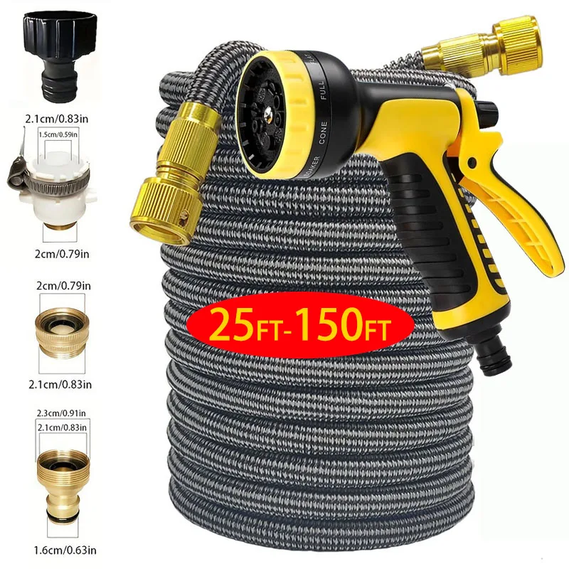 3X Telescopic TPE Garden Hose Copper Plated Flexible Watering Pipe for Car Wash Home Outdoor Magic Telescopic Hose