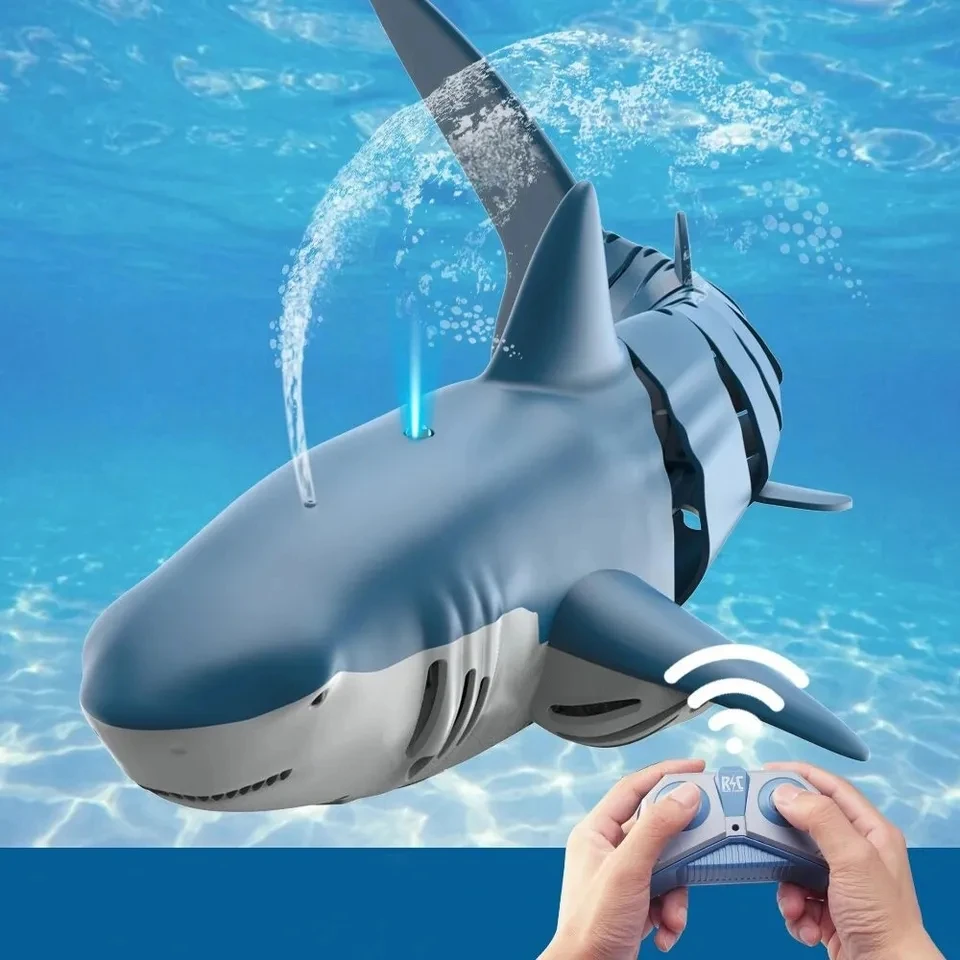 Smart Rc Boat 2.4G Simulation Remote Controlled Shark Animals Spray Water Electric Machine Toys for Boy Swimming Pool Children