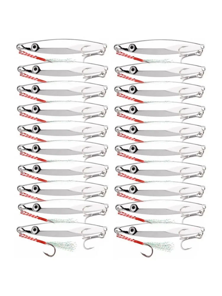 20 szt. Metalowych Przynęt Wędkarskich Jig 30g 40g 60g Crankbait Jig Spoon Wobler Przynęta do Wędkarstwa Morskiego Pesca Srebrzyste — zdjęcie 2