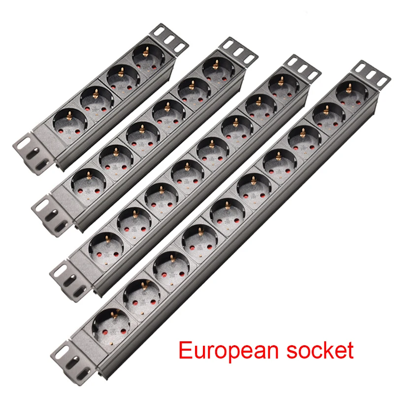 Power Strip Aluminum alloy shell 2/4/6/8 Unit German Output 2M extension cord No Switch High quality home office Socket