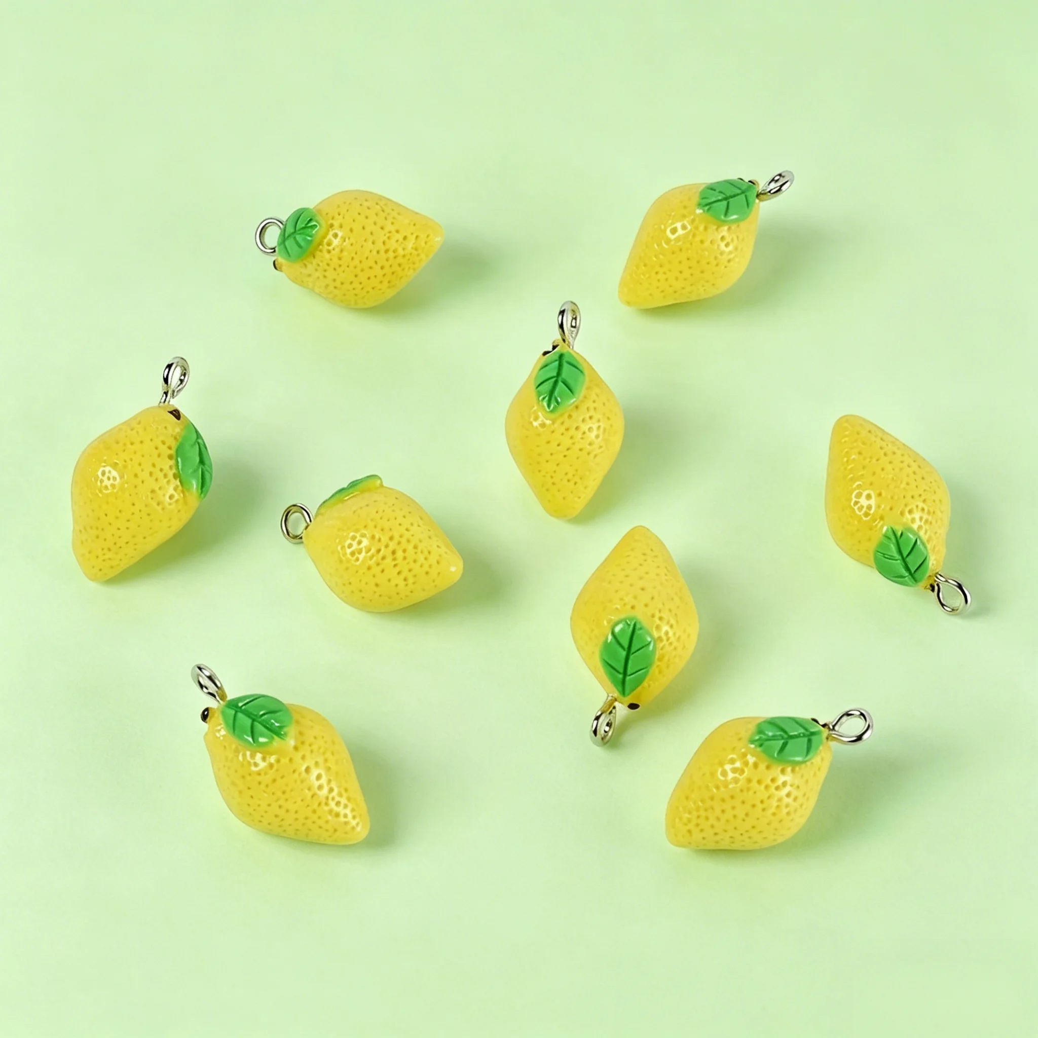 10pcs Cute Lemon Resin Charms - 3D Fruit Pendants for Jewelry Making & Craft Supplies