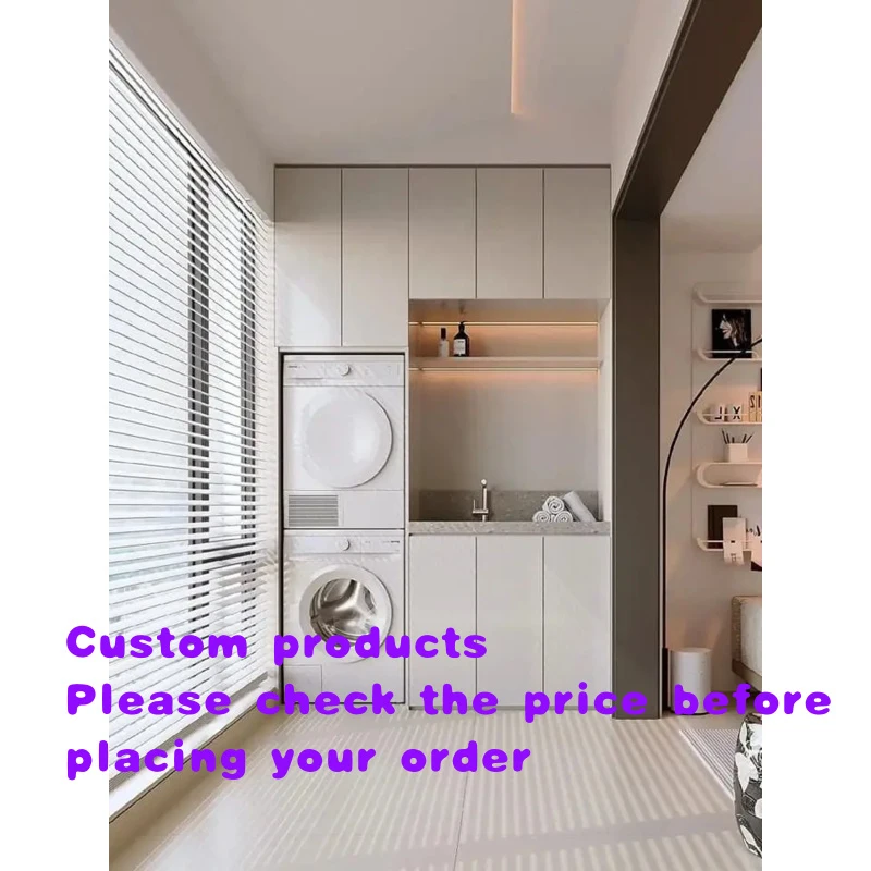 custom.Modern Minimalist Laundry Cabinet with Sink and Storage Washing Integration