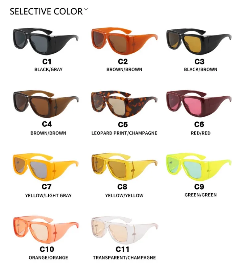 Vintage Oversize Square Y2K Sunglasses Men New Fashion Cool Hip Hop Sun Glasses Women Unique Punk Shades Outdoor Eyewear - view 6
