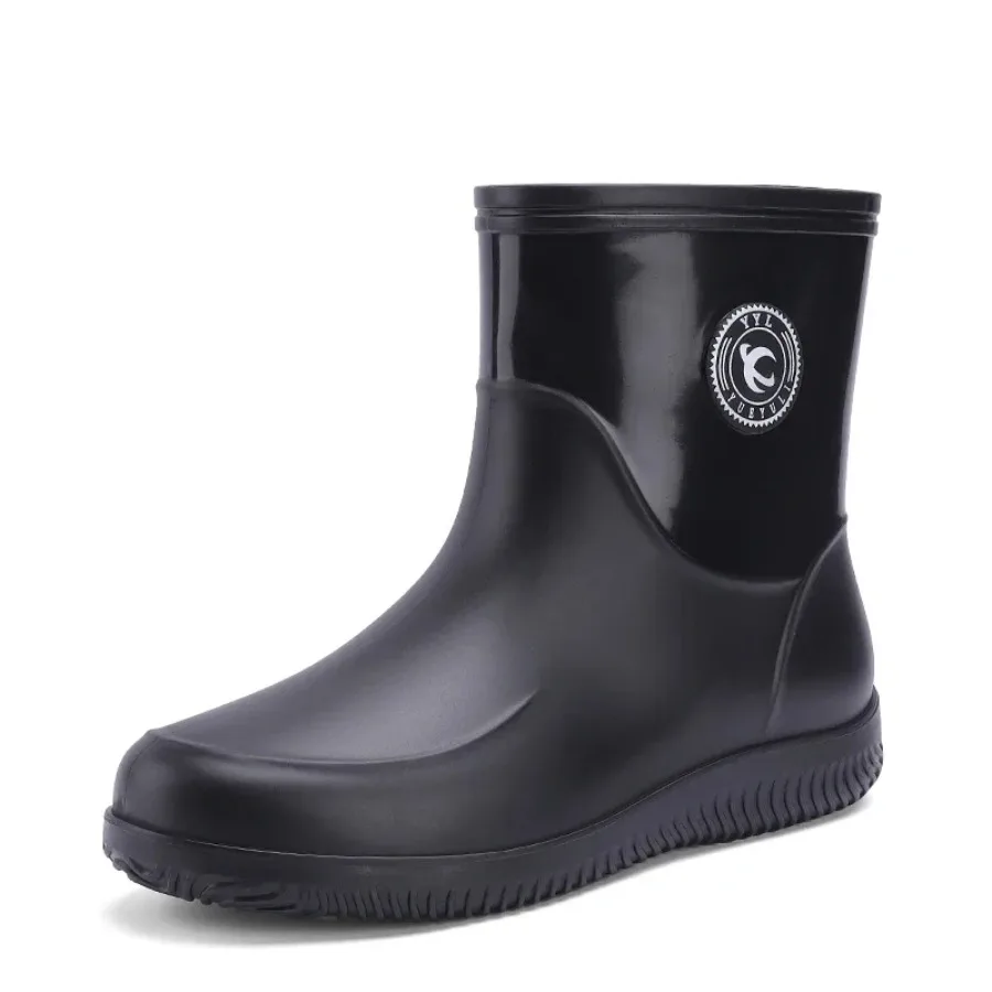 2025 Botas de lluvia para hombre, zapatos de lluvia ligeros antideslizantes para senderismo, zapatos de pesca de goma impermeables para ocio al aire libre, zapatos de agua para trabajo