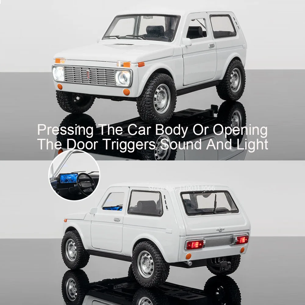 Big 1/18 Russia Lada Niva Model Car Toys Alloy Diecast Doors Can Opened SUV Models Rubber Tires Off-road Friend Birthday Gift