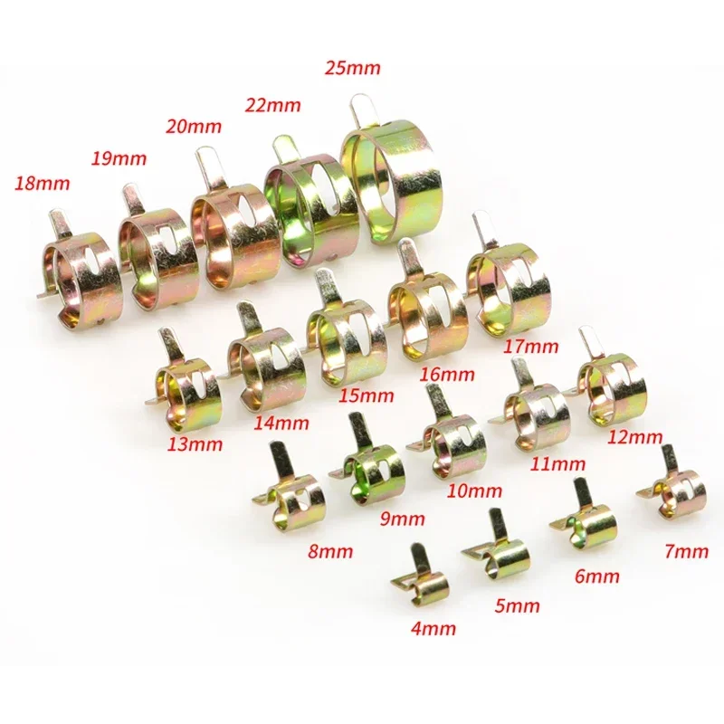 ID 4mm - 25mm Hose Fastener Plumbing Tubing Auto Fuel Line Vacuum Tube Spring Band Clamps 65MN Manganese Steel Galvanized Clips