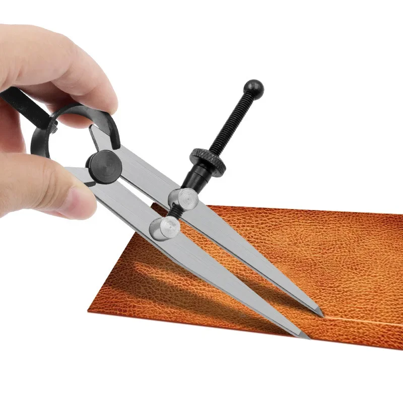 Adjustable Leather Compass Lockable Carbon Steel Divider Wing Creaser DIY Leathercraft Rotating Line Scribing Gauge Caliper Tool image 2
