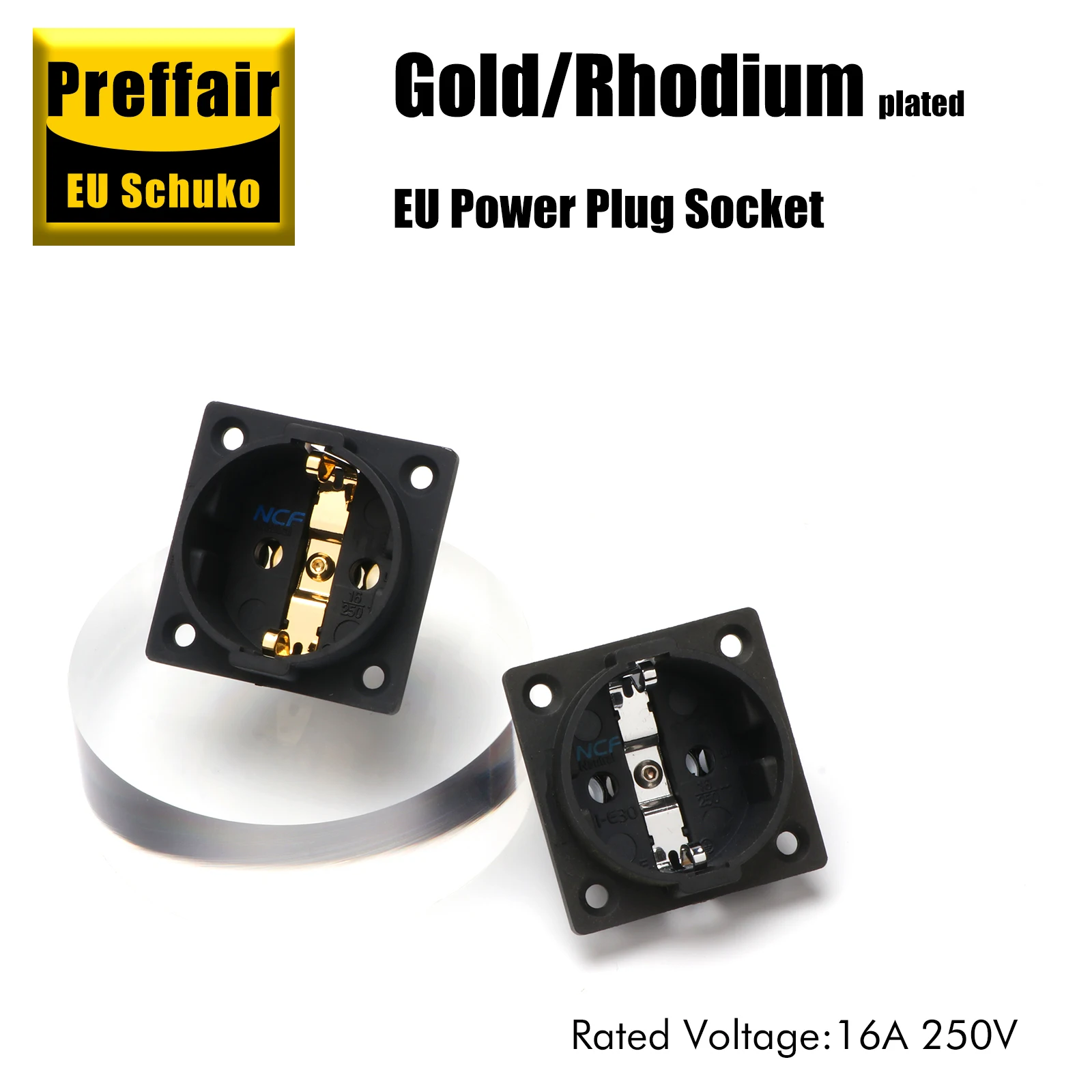 Piece FI-E30 24K Gold/Rhodium Plated EU Socket Mains Power Inlet Socket Male Panel Entry Plug