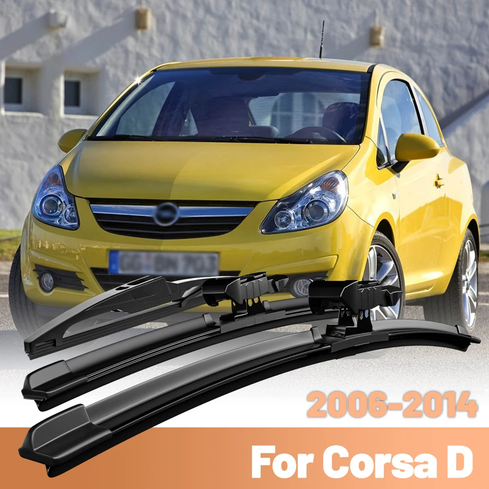 For Opel Corsa D 2006-2014 Wiper Front & Rear Wiper Blades 2007 2008 2009 2010 Windshield Windscreen Window Brushes 26"+16"+12"