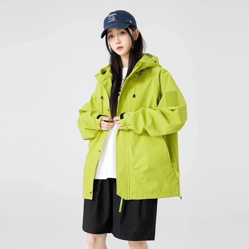 Waterproof Windbreaker Jackets Women Autumn Hooded Cargo Jacket Outdoor Outerwear Unisex Tactical Coats Windproof Hiking Camping