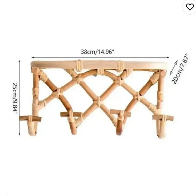 Nordic Rattan Wall Hook Rack Creative Wooden Coat Hanger for Entryway Porch Hallway 4 or 6 Hooks Home Decor Storage Organizer