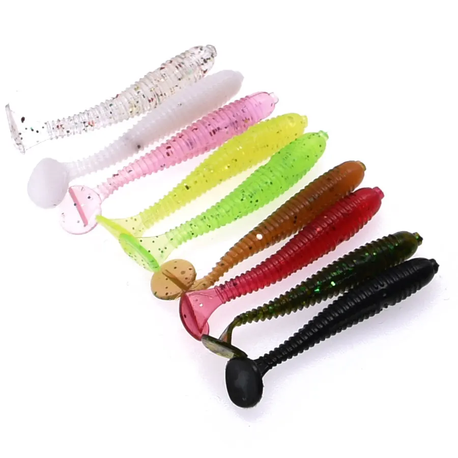 100 pz 4cm 0.47g richiamo di pesca plastica morbida piccola Ttail verme esca esca, nuoto wobbler isca pesca carpa pesca esca artificiale