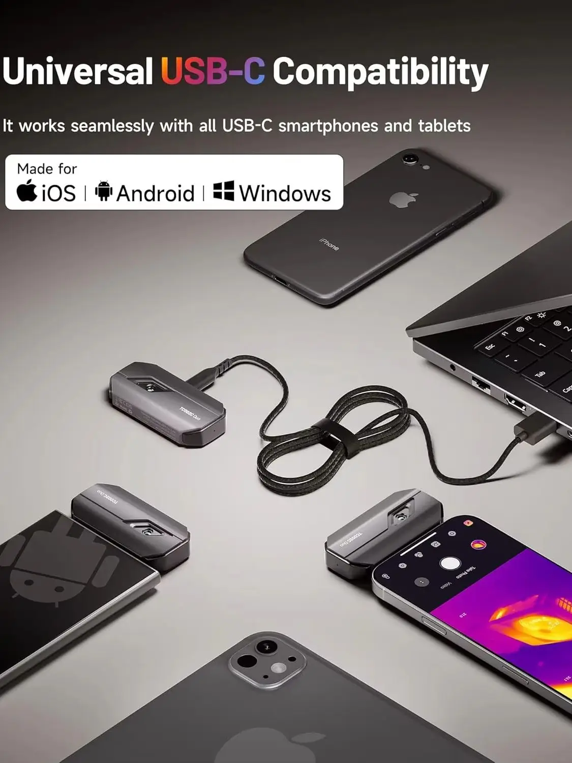 TOPDON TC002C DUO Wärmebildkamera 512x384 Auflösung, USB-C für iPhone/Android, Professioneller Infrarot-Imager für PCB & Hausinspektion