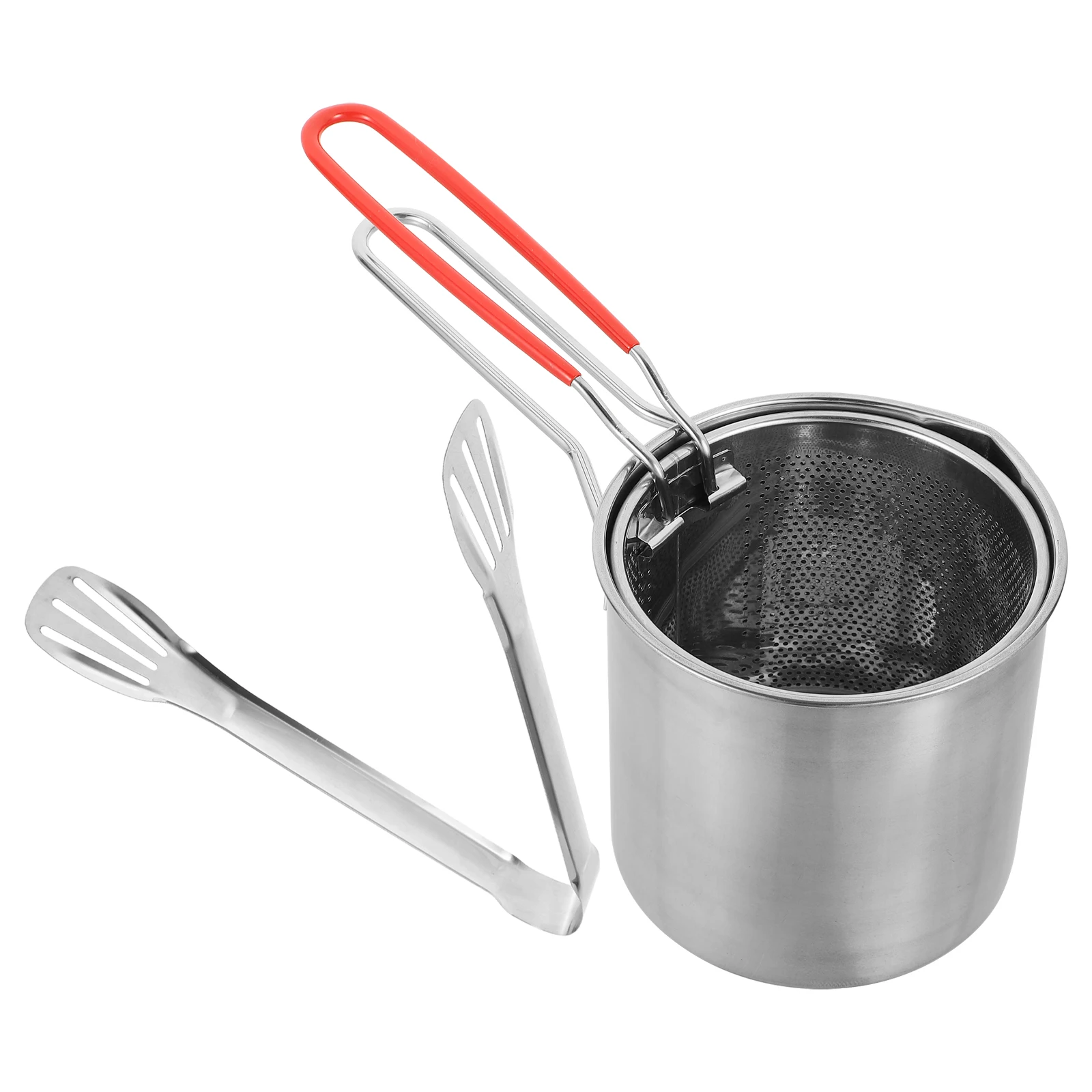 

Stainless Steel Deep Fryer with Basket Multifunctional Frying Pot Mini Fryer Small Lid Included Transfer for Home