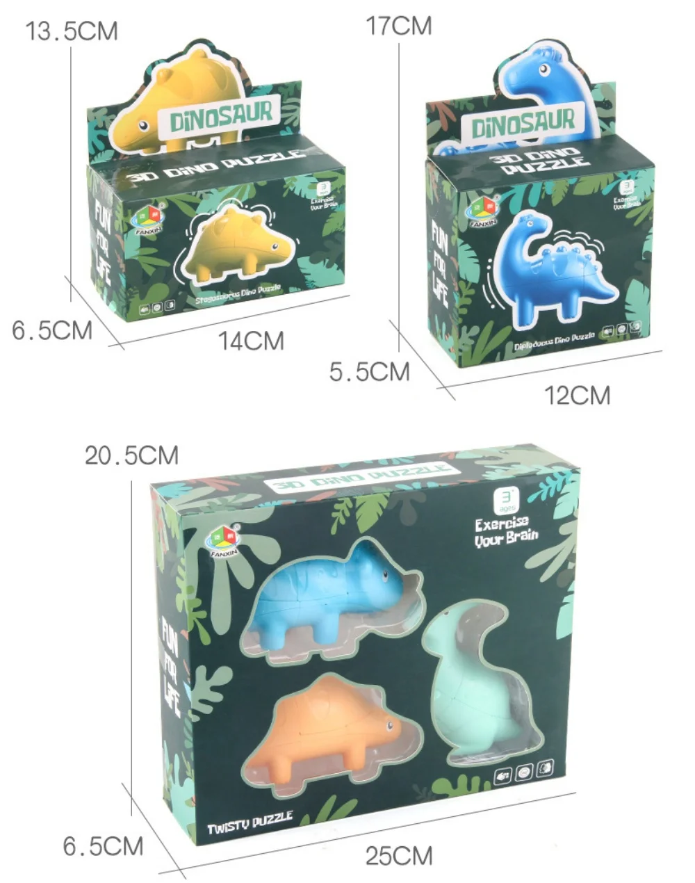 FANXIN-Cube Magique de Dinosaure pour Enfant, Jouet de Puzzle, Modèle Mignon, 3x3x3