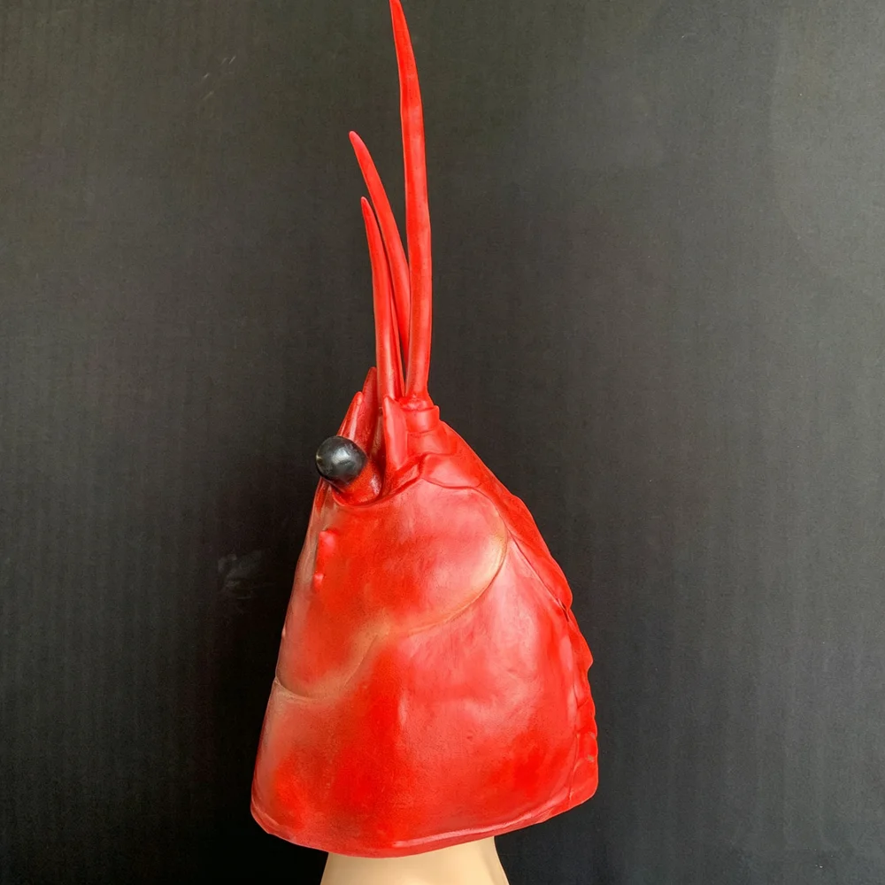 Realistische Rote Garnelen-Latexmaske für den ganzen Kopf, Meeres-Tiermaske, Halloween-Maskerade-Kostüm, Kostüm-Requisiten für Erwachsene – Detail 1