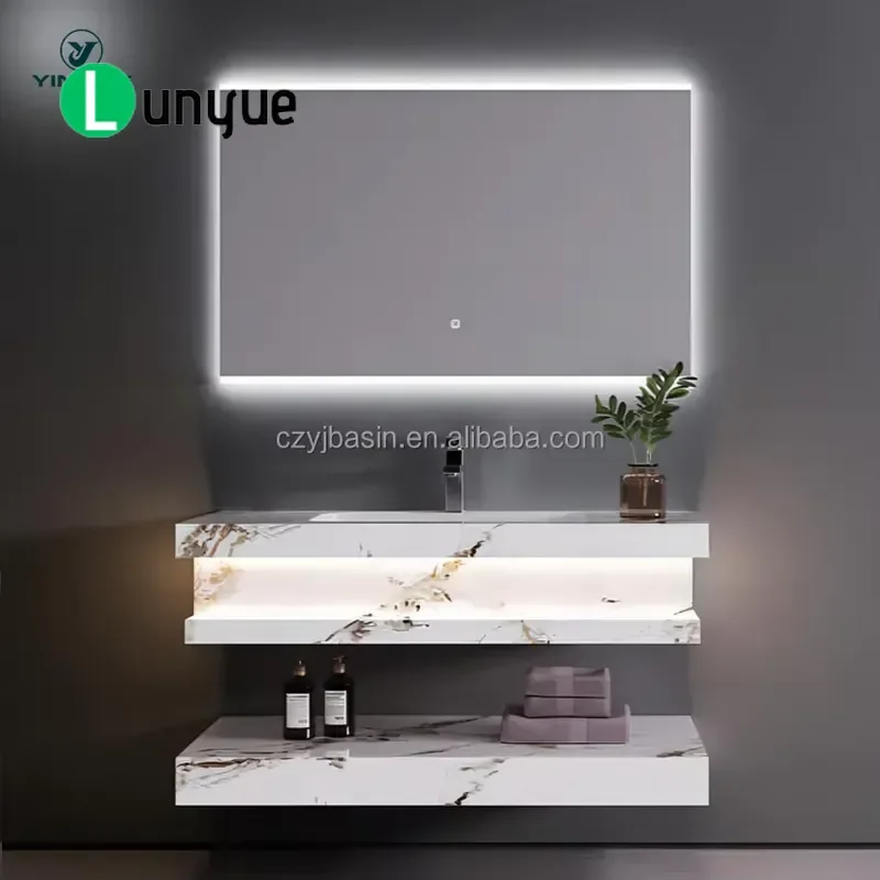 30 Inch Wall Mounted Bathroom Vanity Cabinet with Basin Modern Light Gray Single Sink Vanity Unit for Small Bathrooms Space