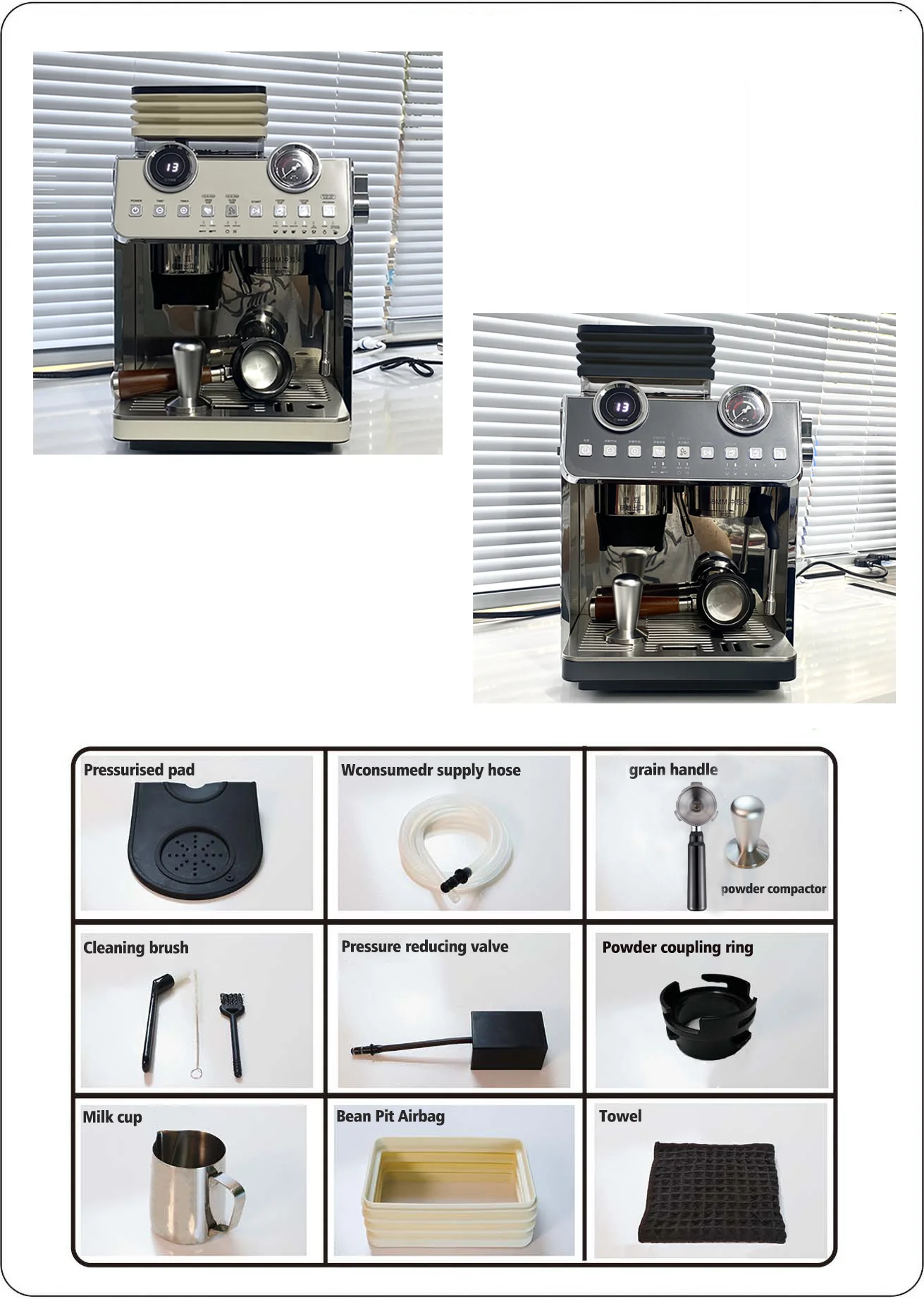 ZILONG Stainless Steel Espresso Machine With Grinding Function Electric  Coffee Machine For Home Use & Cafe