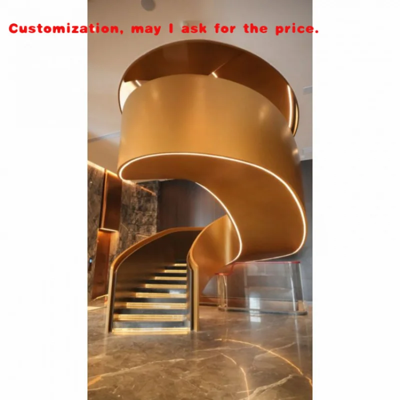 custom.Custom Commercial Hotel Indoor Staircase Rotary Staircase with Wood Glass Materials Support Design Drawi