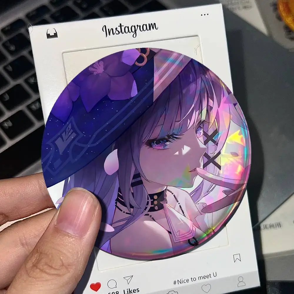 Hot Game Honkai Herta For Badge Laser Holographic Custom Badge Image Metal Lapel Pin Brooch For Clothing Backpack Decorative