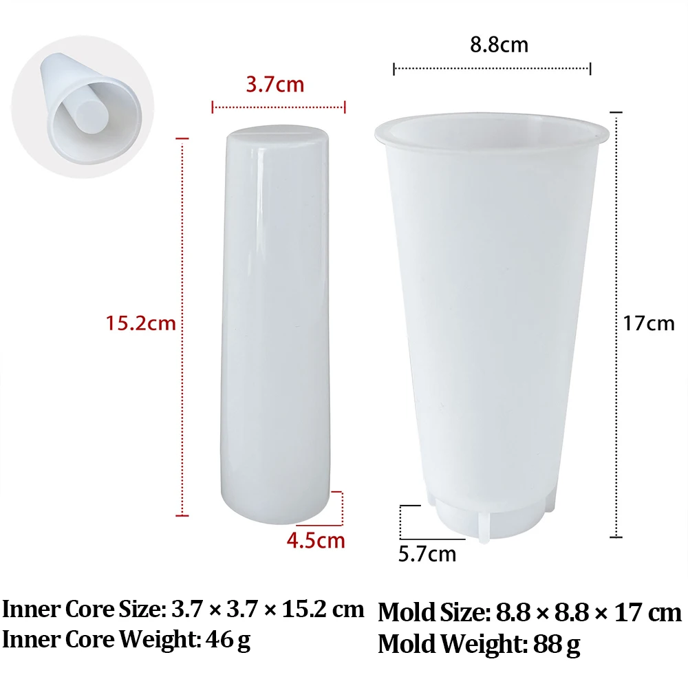 New Large Striped Smooth Tall Vase Silicone Mold DIY Crystal Resin Flower Arrangements Cylindrical Plaster Pencil Holder Mould