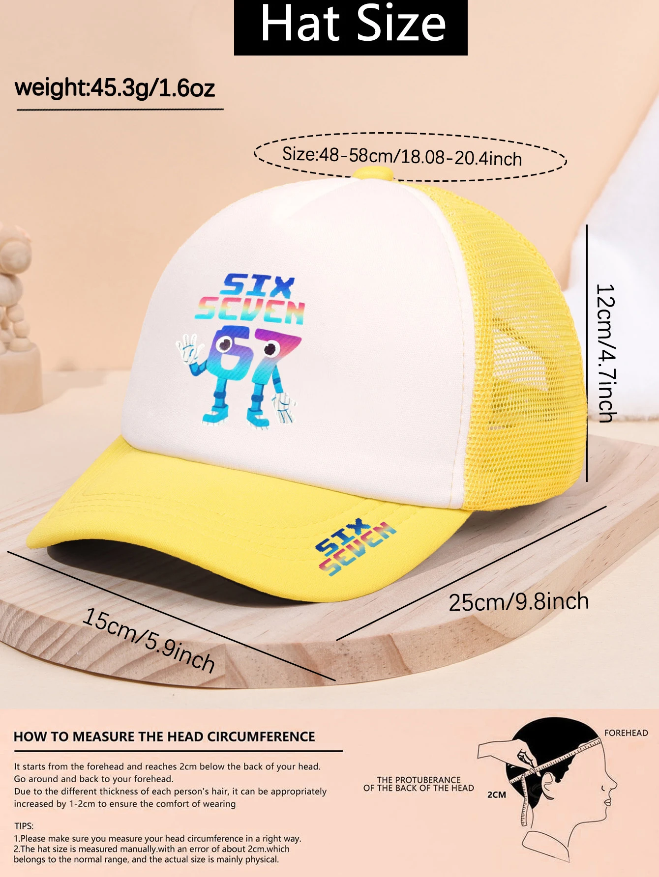 1PC Streetwear Trendsetter 67 Cartoon Mesh Cap Breathable & Non-Stuffy + Adjustable Buckle, Unique Design to Avoid Clashes