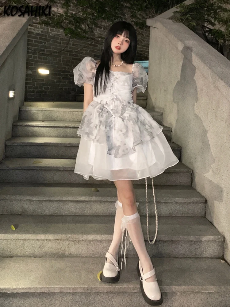korean organza dress Light Blue Straps Organza Short Party Dress, Light Blue Homecoming Dress
