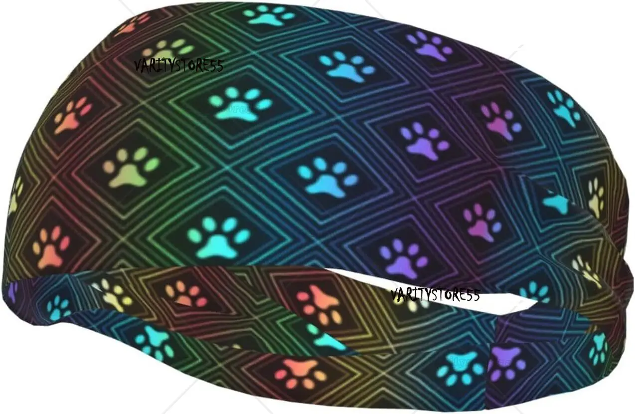 

Headband for Women Mens Paw Print Pattern Yoga Sweatband Fashion Sweatband for Hiking