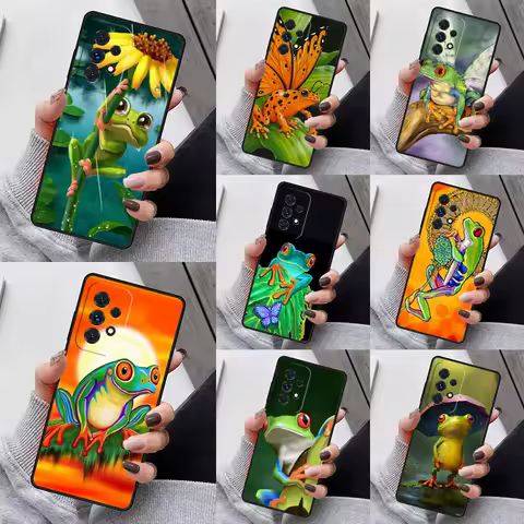 Animal Frog Phone Case For Samsung Galaxy S23 S21 S20 FE S24 S22 Ultra Note20 S10 S9 S8 Plus A40 A52 A12 A13 A53