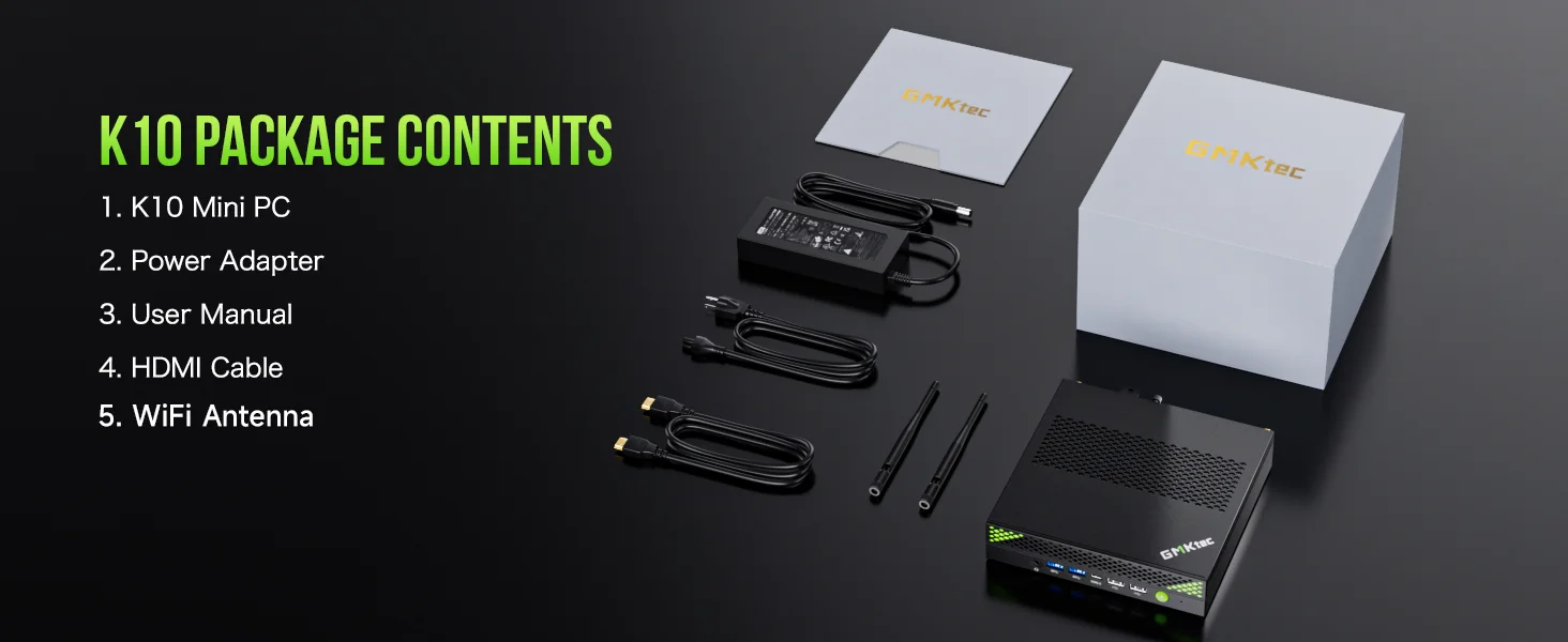 GMKtec K10 Mini PC Workstation Intel Core i9-13900HK DDR5 5200MT/s 3*M.2 SSD NVMe Rich Interface 8*USB WiFi6 BT5.2 Office PC