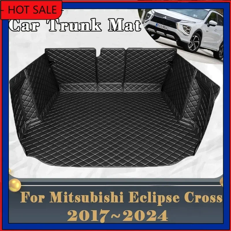 Car Trunk Mat For Mitsubishi Eclipse Cross GK GL YA 2017~2024 Fully Trunk Mat Luxury Rear Cargo Tray Car Accessories 2022 2023