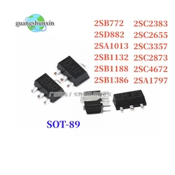 20PCS 2SB772 B772 SOT-89 2SD882 D882 2SA1013 2SB1132 2SB1188 2SB1386 2SC2383 2SC2655 2SC3357 2SC4672 2SC2873 2SA1797 SOT89