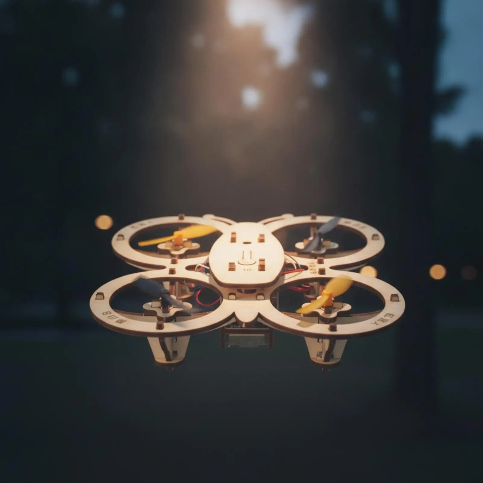 Wooden Drone Kit Cut Wooden RC Drone Woodcraft Set Educational STEM Model for Beginners, Hobbyists, Classroom, Desk
