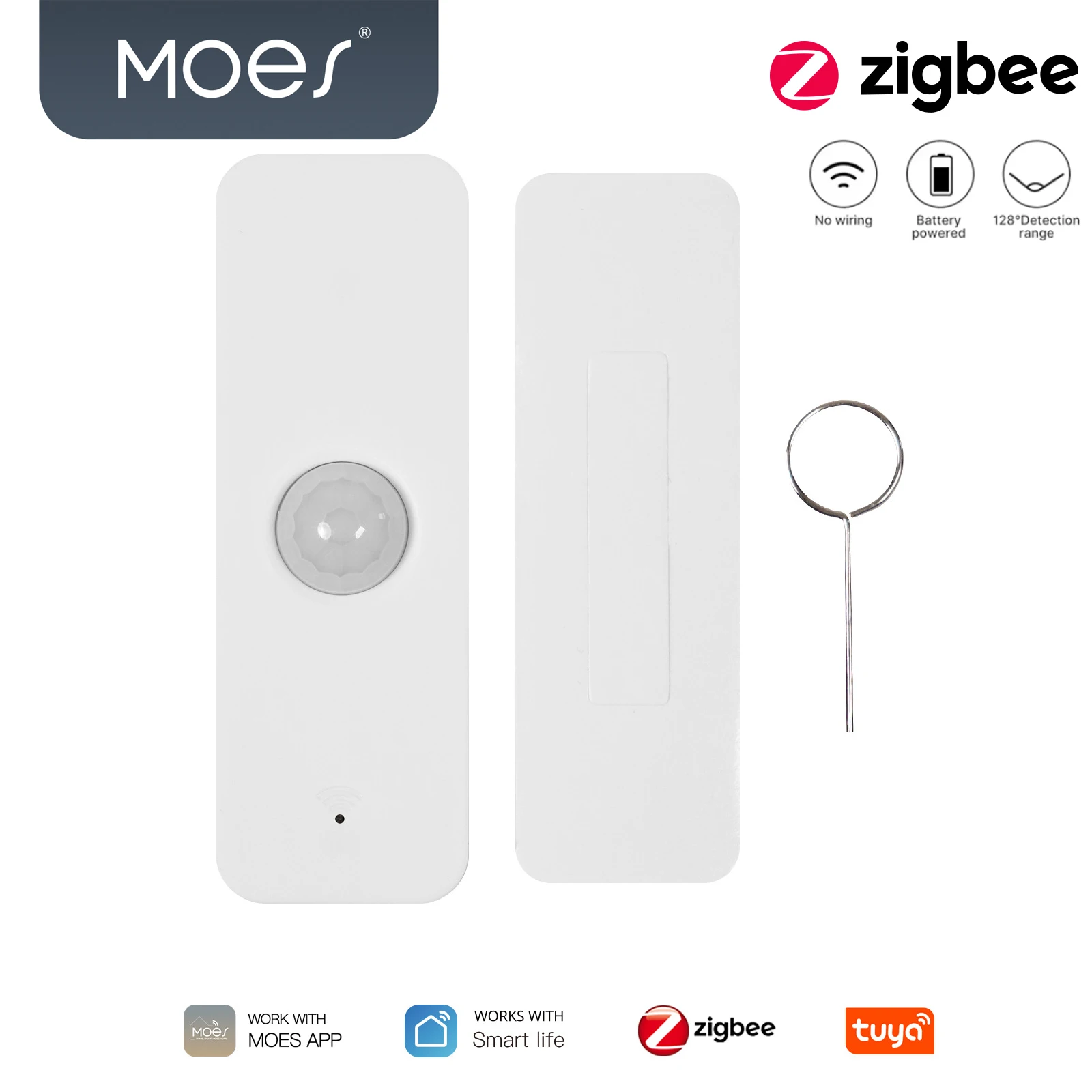 MOES Tuya WiFi/ZigBee Smart PIR Sensor Human Body Infrared Motion Detector Home Security Scene Linkage Automation Battery Power