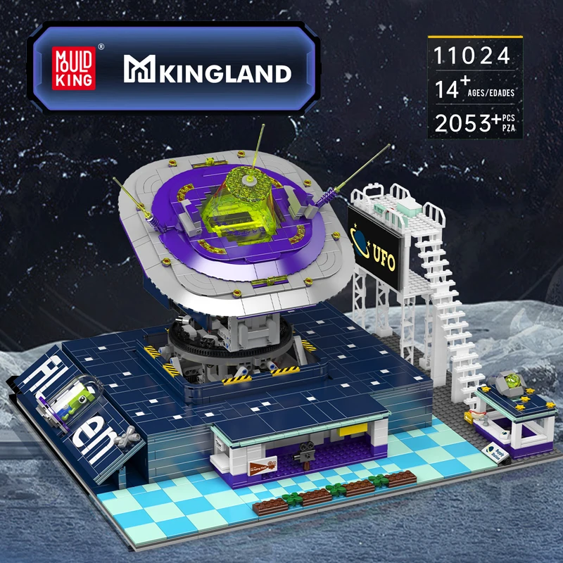 Schimmel Koning 2053 STUKS, 11024 Technische Afstandsbediening Alien UFO Monitoring Station Bouwstenen Set Kinderen Verjaardagscadeau