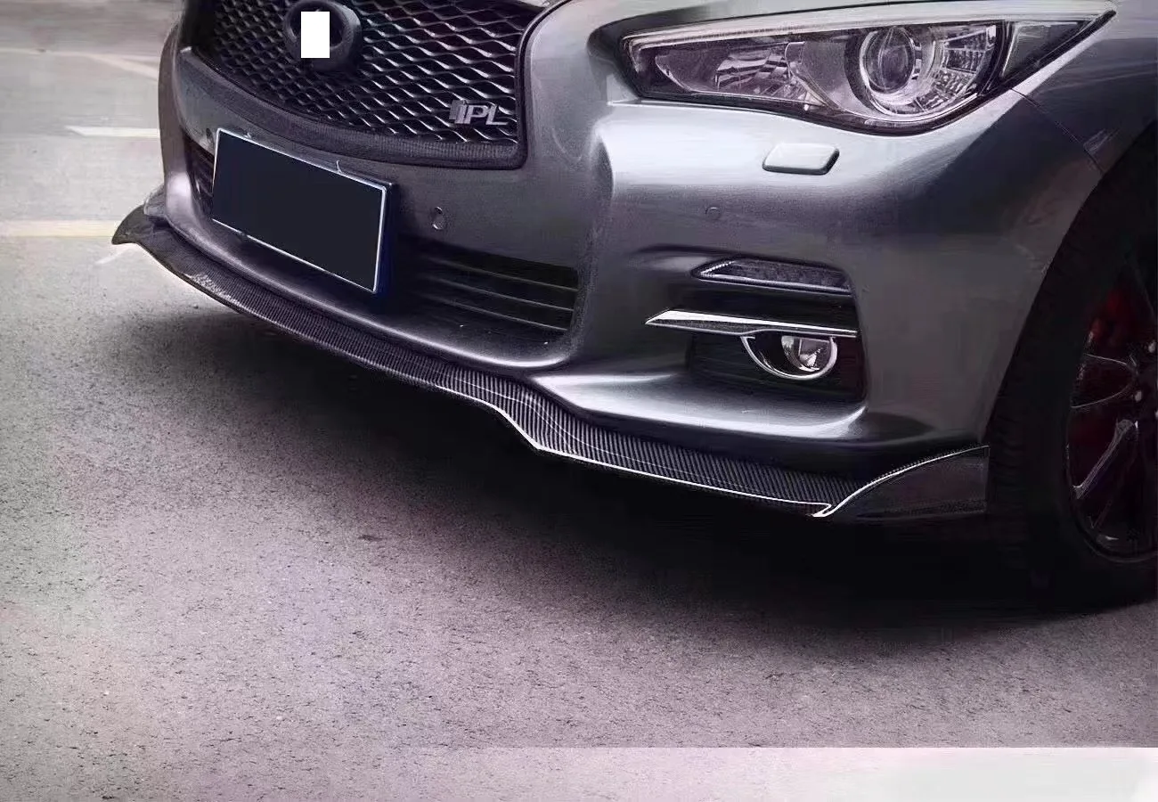 MRD for Infiniti Q50 2018+ Red Sports or Normal One-piece Style Carbon Fiber Front Lip Front Bumper Lip Front Splitter Diffuser