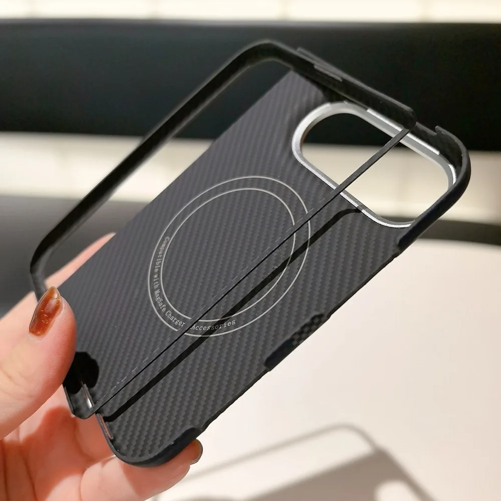 Case For iphon Duo Wide, 100% Kevlar Genuine Aramid Carbon Fiber Luxury materials Ultra Thin Magnetic Magsafe Protective Cover