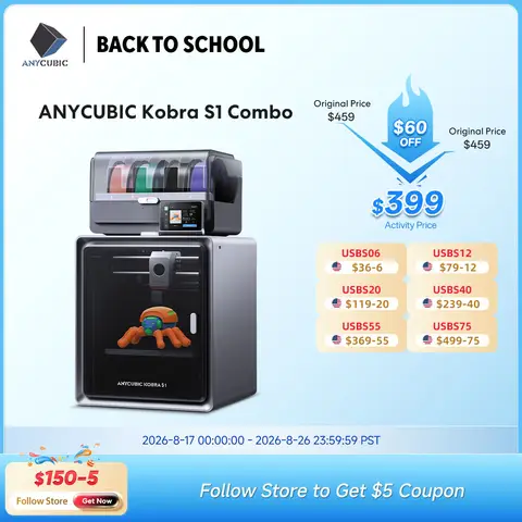 Anycubic Kobra S1 Combo Multi-Color 3D Printer High Precision Core XY Stable Structure Ultra-Quiet Max Speed 600mm/s 3D Printer