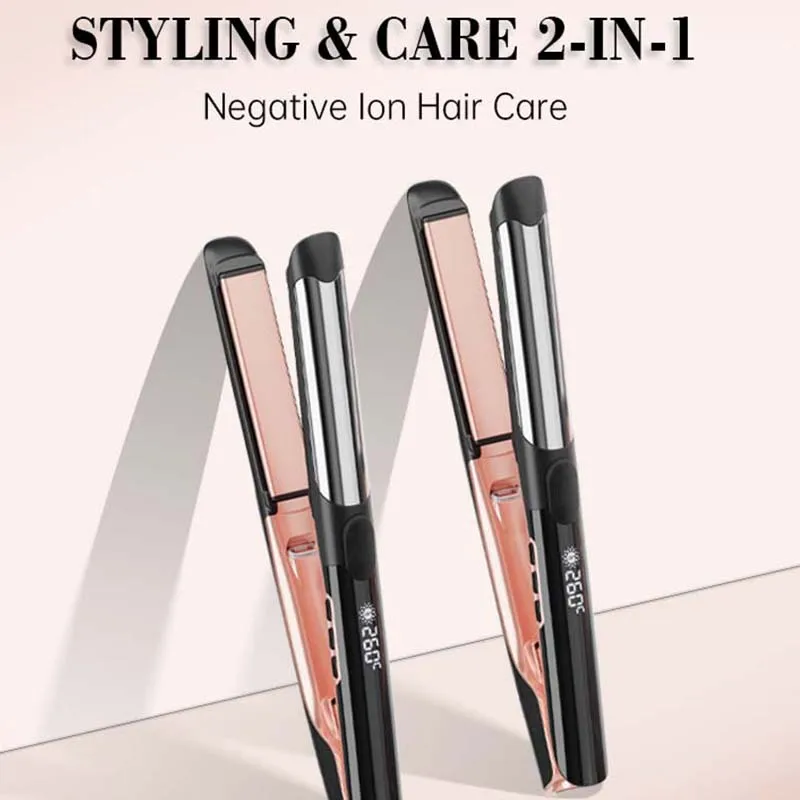Dual Voltage 2-in-1 Titanium Ionic Flat Iron Professional Hair Straightener & Curler for All Hair Types view 2