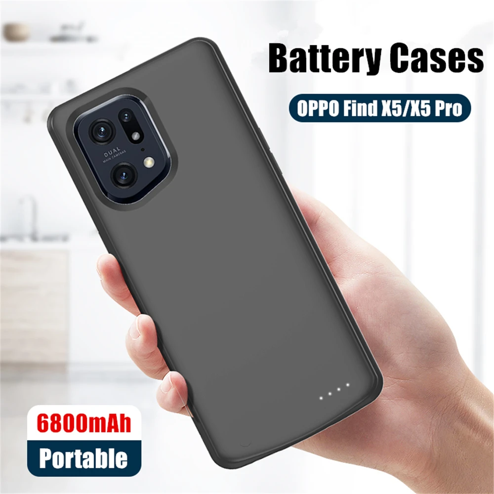 For OPPO Find X5 Pro Battery Charger Cases 6800mAh Extrenal Battery Power Bank Charging Cover For OPPO Find X5 Power Bank Case