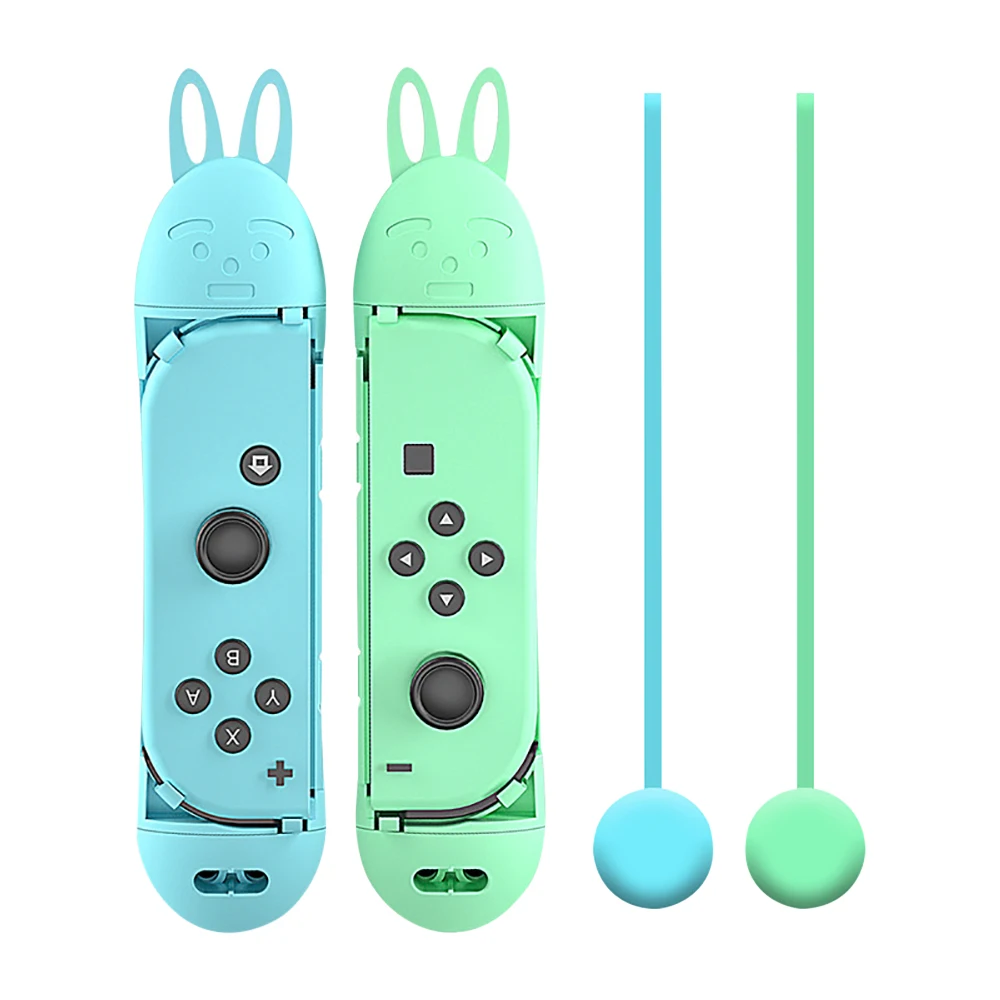 1 Pair Jump Rope Handle Grips Adjustable Skipping Rope For Nintendo Switch NS Joy-Con Jump Rope Challenge Gaming Rabbit Design