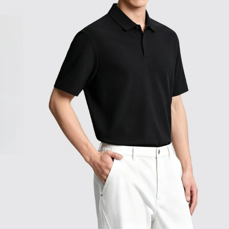 

Thin POLO Shirt Men's Custom Summer Short-sleeved Top Business Solid Color Lapel Honeycomb Breathable T-shirt Men's