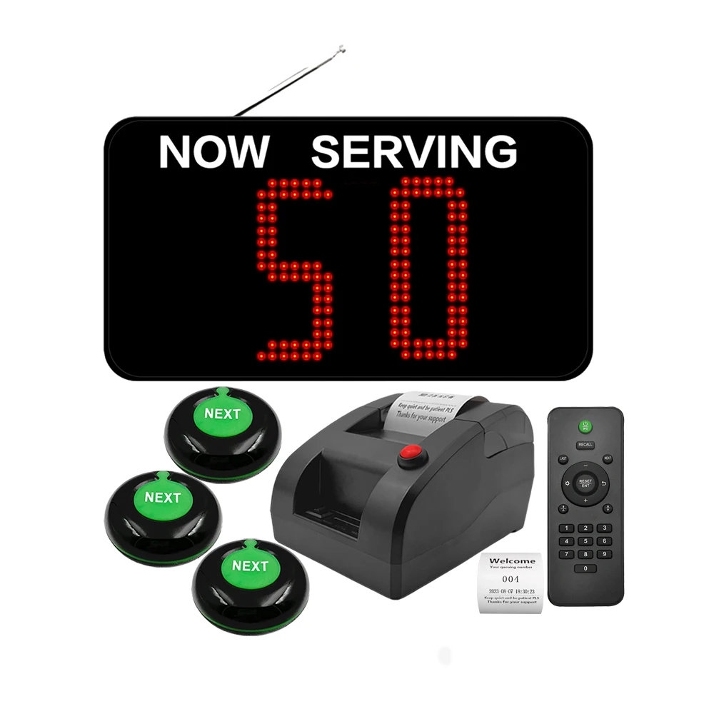 Wireless Queue Management System 2-Digit LED Display with Control Button Ticket With Thermal Printer for Restaurant Hospital